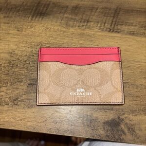 Coach Pink and Tan Card Case